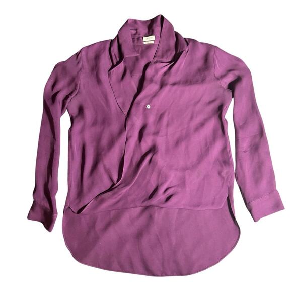 L’agence Rita Wrap Front Silk Top Purple Size Small - Picture 3 of 10